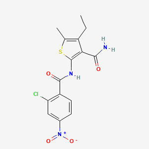 molecular formula C15H14ClN3O4S B6126176 2-[(2-chloro-4-nitrobenzoyl)amino]-4-ethyl-5-methyl-3-thiophenecarboxamide 