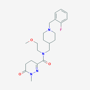 molecular formula C22H31FN4O3 B6126190 N-{[1-(2-fluorobenzyl)-4-piperidinyl]methyl}-N-(2-methoxyethyl)-1-methyl-6-oxo-1,4,5,6-tetrahydro-3-pyridazinecarboxamide 