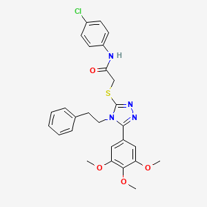 molecular formula C27H27ClN4O4S B6126191 N-(4-chlorophenyl)-2-{[4-(2-phenylethyl)-5-(3,4,5-trimethoxyphenyl)-4H-1,2,4-triazol-3-yl]thio}acetamide 