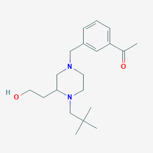 molecular formula C20H32N2O2 B6126266 1-(3-{[4-(2,2-dimethylpropyl)-3-(2-hydroxyethyl)-1-piperazinyl]methyl}phenyl)ethanone 
