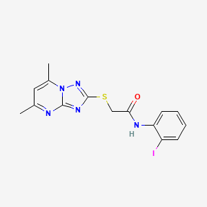 molecular formula C15H14IN5OS B6126275 2-[(5,7-dimethyl[1,2,4]triazolo[1,5-a]pyrimidin-2-yl)thio]-N-(2-iodophenyl)acetamide 