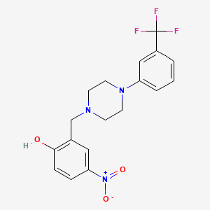 molecular formula C18H18F3N3O3 B6126276 4-nitro-2-({4-[3-(trifluoromethyl)phenyl]-1-piperazinyl}methyl)phenol 