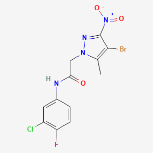 molecular formula C12H9BrClFN4O3 B6126297 2-(4-bromo-5-methyl-3-nitro-1H-pyrazol-1-yl)-N-(3-chloro-4-fluorophenyl)acetamide 