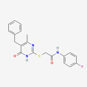 molecular formula C20H18FN3O2S B6126302 2-[(5-benzyl-4-methyl-6-oxo-1,6-dihydro-2-pyrimidinyl)thio]-N-(4-fluorophenyl)acetamide 