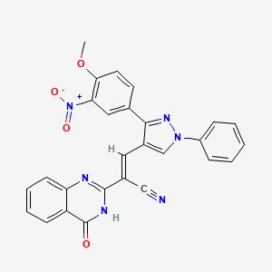 molecular formula C27H18N6O4 B6126329 3-[3-(4-methoxy-3-nitrophenyl)-1-phenyl-1H-pyrazol-4-yl]-2-(4-oxo-3,4-dihydro-2-quinazolinyl)acrylonitrile 