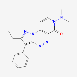 molecular formula C18H18N6O B6126344 7-(dimethylamino)-2-ethyl-3-phenylpyrazolo[5,1-c]pyrido[4,3-e][1,2,4]triazin-6(7H)-one 