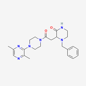 molecular formula C23H30N6O2 B6126412 4-benzyl-3-{2-[4-(3,6-dimethyl-2-pyrazinyl)-1-piperazinyl]-2-oxoethyl}-2-piperazinone 