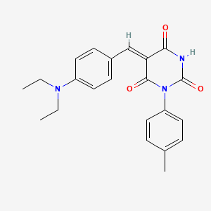 molecular formula C22H23N3O3 B6126418 5-[4-(diethylamino)benzylidene]-1-(4-methylphenyl)-2,4,6(1H,3H,5H)-pyrimidinetrione 