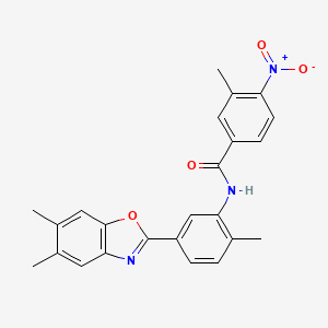 N-[5-(5,6-dimethyl-1,3-benzoxazol-2-yl)-2-methylphenyl]-3-methyl-4-nitrobenzamide