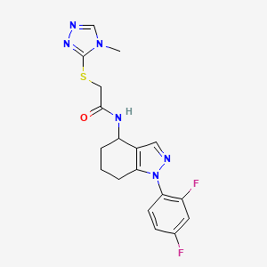 molecular formula C18H18F2N6OS B6126473 N-[1-(2,4-difluorophenyl)-4,5,6,7-tetrahydro-1H-indazol-4-yl]-2-[(4-methyl-4H-1,2,4-triazol-3-yl)thio]acetamide 