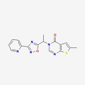 molecular formula C16H13N5O2S B6126479 6-methyl-3-[1-(3-pyridin-2-yl-1,2,4-oxadiazol-5-yl)ethyl]thieno[2,3-d]pyrimidin-4(3H)-one 