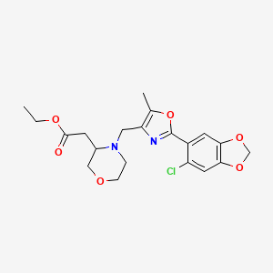 molecular formula C20H23ClN2O6 B6126507 ethyl (4-{[2-(6-chloro-1,3-benzodioxol-5-yl)-5-methyl-1,3-oxazol-4-yl]methyl}-3-morpholinyl)acetate 
