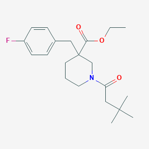 ethyl 1-(3,3-dimethylbutanoyl)-3-(4-fluorobenzyl)-3-piperidinecarboxylate