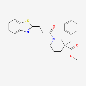 ethyl 1-[3-(1,3-benzothiazol-2-yl)propanoyl]-3-benzyl-3-piperidinecarboxylate
