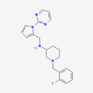 molecular formula C21H24FN5 B6126554 1-(2-fluorobenzyl)-N-{[1-(2-pyrimidinyl)-1H-pyrrol-2-yl]methyl}-3-piperidinamine 