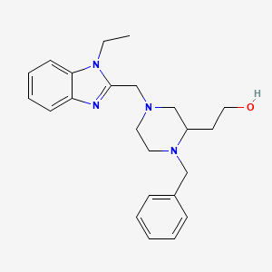 molecular formula C23H30N4O B6126560 2-{1-benzyl-4-[(1-ethyl-1H-benzimidazol-2-yl)methyl]-2-piperazinyl}ethanol 