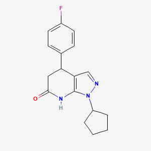 molecular formula C17H18FN3O B6126583 1-cyclopentyl-4-(4-fluorophenyl)-1,4,5,7-tetrahydro-6H-pyrazolo[3,4-b]pyridin-6-one 