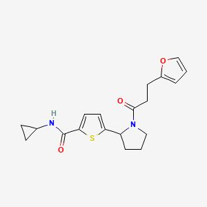 molecular formula C19H22N2O3S B6126589 N-cyclopropyl-5-{1-[3-(2-furyl)propanoyl]-2-pyrrolidinyl}-2-thiophenecarboxamide 