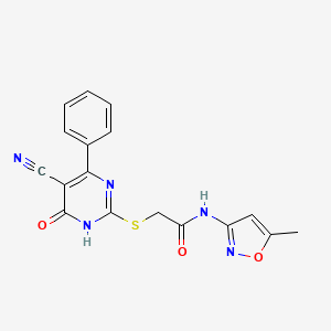 molecular formula C17H13N5O3S B6126595 2-[(5-cyano-6-oxo-4-phenyl-1,6-dihydro-2-pyrimidinyl)thio]-N-(5-methyl-3-isoxazolyl)acetamide 