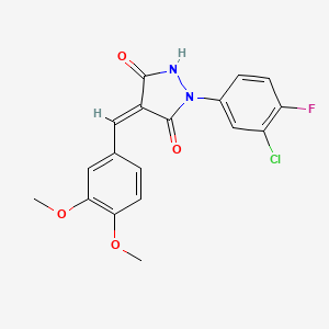 1-(3-chloro-4-fluorophenyl)-4-(3,4-dimethoxybenzylidene)-3,5-pyrazolidinedione