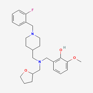 molecular formula C26H35FN2O3 B6126674 2-{[{[1-(2-fluorobenzyl)-4-piperidinyl]methyl}(tetrahydro-2-furanylmethyl)amino]methyl}-6-methoxyphenol 