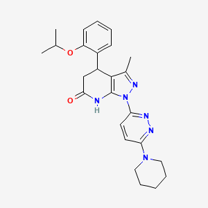 molecular formula C25H30N6O2 B6126704 4-(2-isopropoxyphenyl)-3-methyl-1-[6-(1-piperidinyl)-3-pyridazinyl]-1,4,5,7-tetrahydro-6H-pyrazolo[3,4-b]pyridin-6-one 