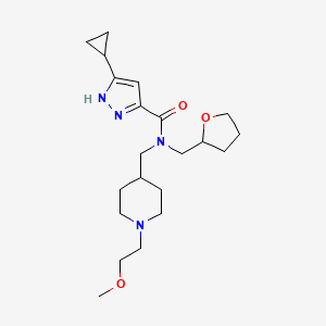 molecular formula C21H34N4O3 B6126903 3-cyclopropyl-N-{[1-(2-methoxyethyl)-4-piperidinyl]methyl}-N-(tetrahydro-2-furanylmethyl)-1H-pyrazole-5-carboxamide 
