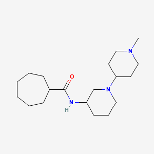 molecular formula C19H35N3O B6126919 N-(1'-methyl-1,4'-bipiperidin-3-yl)cycloheptanecarboxamide 