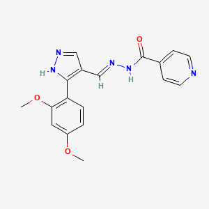 molecular formula C18H17N5O3 B6126959 N'-{[3-(2,4-dimethoxyphenyl)-1H-pyrazol-4-yl]methylene}isonicotinohydrazide 