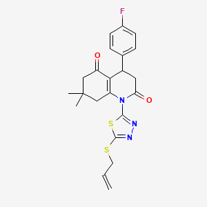 molecular formula C22H22FN3O2S2 B6126962 1-[5-(allylthio)-1,3,4-thiadiazol-2-yl]-4-(4-fluorophenyl)-7,7-dimethyl-4,6,7,8-tetrahydroquinoline-2,5(1H,3H)-dione 