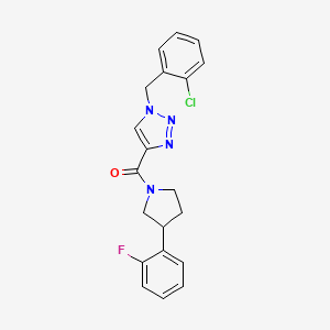 molecular formula C20H18ClFN4O B6127057 1-(2-chlorobenzyl)-4-{[3-(2-fluorophenyl)-1-pyrrolidinyl]carbonyl}-1H-1,2,3-triazole 