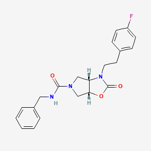 molecular formula C21H22FN3O3 B6127065 (3aS*,6aR*)-N-benzyl-3-[2-(4-fluorophenyl)ethyl]-2-oxohexahydro-5H-pyrrolo[3,4-d][1,3]oxazole-5-carboxamide 