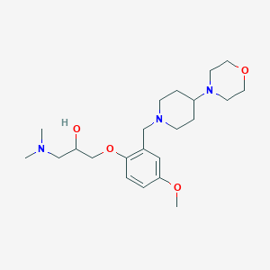molecular formula C22H37N3O4 B6127102 1-(dimethylamino)-3-(4-methoxy-2-{[4-(4-morpholinyl)-1-piperidinyl]methyl}phenoxy)-2-propanol 