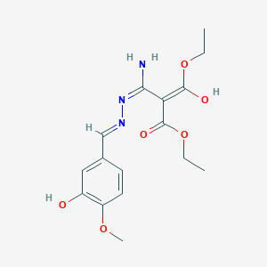 molecular formula C16H21N3O6 B6127152 diethyl {amino[2-(3-hydroxy-4-methoxybenzylidene)hydrazino]methylene}malonate 
