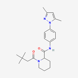 molecular formula C23H32N4O2 B6127160 1-(3,3-dimethylbutanoyl)-N-[4-(3,5-dimethyl-1H-pyrazol-1-yl)phenyl]-2-piperidinecarboxamide 