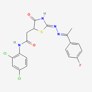 N-(2,4-dichlorophenyl)-2-(2-{[1-(4-fluorophenyl)ethylidene]hydrazono}-4-hydroxy-2,5-dihydro-1,3-thiazol-5-yl)acetamide