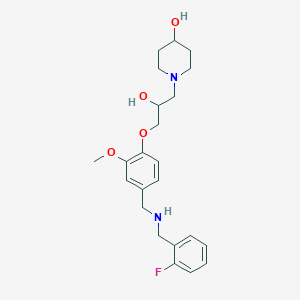 molecular formula C23H31FN2O4 B6127171 1-[3-(4-{[(2-fluorobenzyl)amino]methyl}-2-methoxyphenoxy)-2-hydroxypropyl]-4-piperidinol 