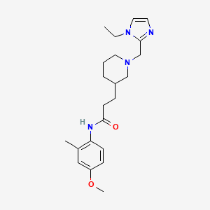 molecular formula C22H32N4O2 B6127228 3-{1-[(1-ethyl-1H-imidazol-2-yl)methyl]-3-piperidinyl}-N-(4-methoxy-2-methylphenyl)propanamide 