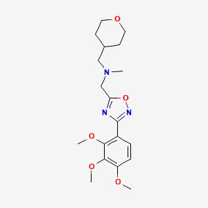 molecular formula C19H27N3O5 B6127244 N-methyl-1-(tetrahydro-2H-pyran-4-yl)-N-{[3-(2,3,4-trimethoxyphenyl)-1,2,4-oxadiazol-5-yl]methyl}methanamine 