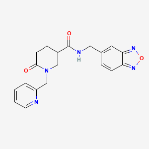 molecular formula C19H19N5O3 B6127252 N-(2,1,3-benzoxadiazol-5-ylmethyl)-6-oxo-1-(2-pyridinylmethyl)-3-piperidinecarboxamide 