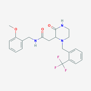 molecular formula C22H24F3N3O3 B6127264 N-(2-methoxybenzyl)-2-{3-oxo-1-[2-(trifluoromethyl)benzyl]-2-piperazinyl}acetamide 