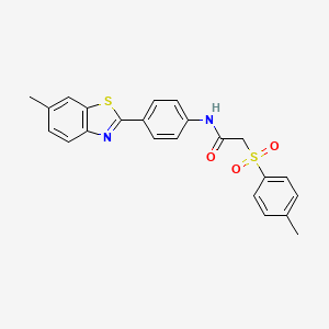 molecular formula C23H20N2O3S2 B6127272 N-[4-(6-methyl-1,3-benzothiazol-2-yl)phenyl]-2-[(4-methylphenyl)sulfonyl]acetamide 