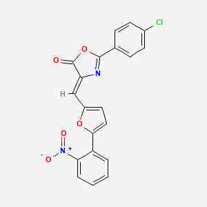 molecular formula C20H11ClN2O5 B6127275 2-(4-chlorophenyl)-4-{[5-(2-nitrophenyl)-2-furyl]methylene}-1,3-oxazol-5(4H)-one 