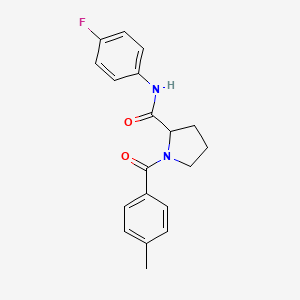 molecular formula C19H19FN2O2 B6127304 N-(4-fluorophenyl)-1-(4-methylbenzoyl)prolinamide 