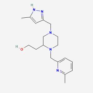 2-{4-[(3-methyl-1H-pyrazol-5-yl)methyl]-1-[(6-methyl-2-pyridinyl)methyl]-2-piperazinyl}ethanol