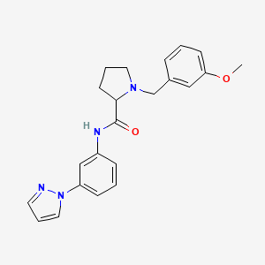 molecular formula C22H24N4O2 B6127352 1-(3-methoxybenzyl)-N-[3-(1H-pyrazol-1-yl)phenyl]prolinamide 