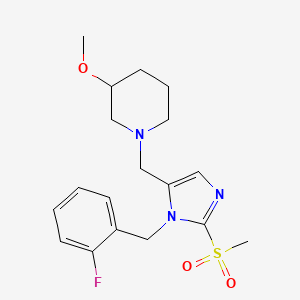 molecular formula C18H24FN3O3S B6127365 1-{[1-(2-fluorobenzyl)-2-(methylsulfonyl)-1H-imidazol-5-yl]methyl}-3-methoxypiperidine 