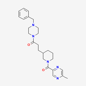 molecular formula C25H33N5O2 B6127422 2-({3-[3-(4-benzyl-1-piperazinyl)-3-oxopropyl]-1-piperidinyl}carbonyl)-5-methylpyrazine 