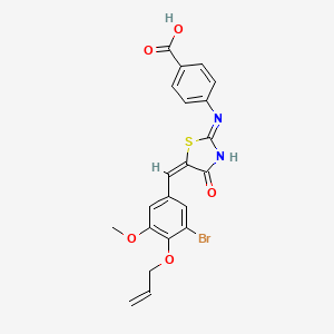 molecular formula C21H17BrN2O5S B6127449 4-({5-[4-(allyloxy)-3-bromo-5-methoxybenzylidene]-4-oxo-1,3-thiazolidin-2-ylidene}amino)benzoic acid 