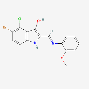 molecular formula C16H12BrClN2O2 B6127526 5-bromo-4-chloro-2-{[(2-methoxyphenyl)amino]methylene}-1,2-dihydro-3H-indol-3-one 